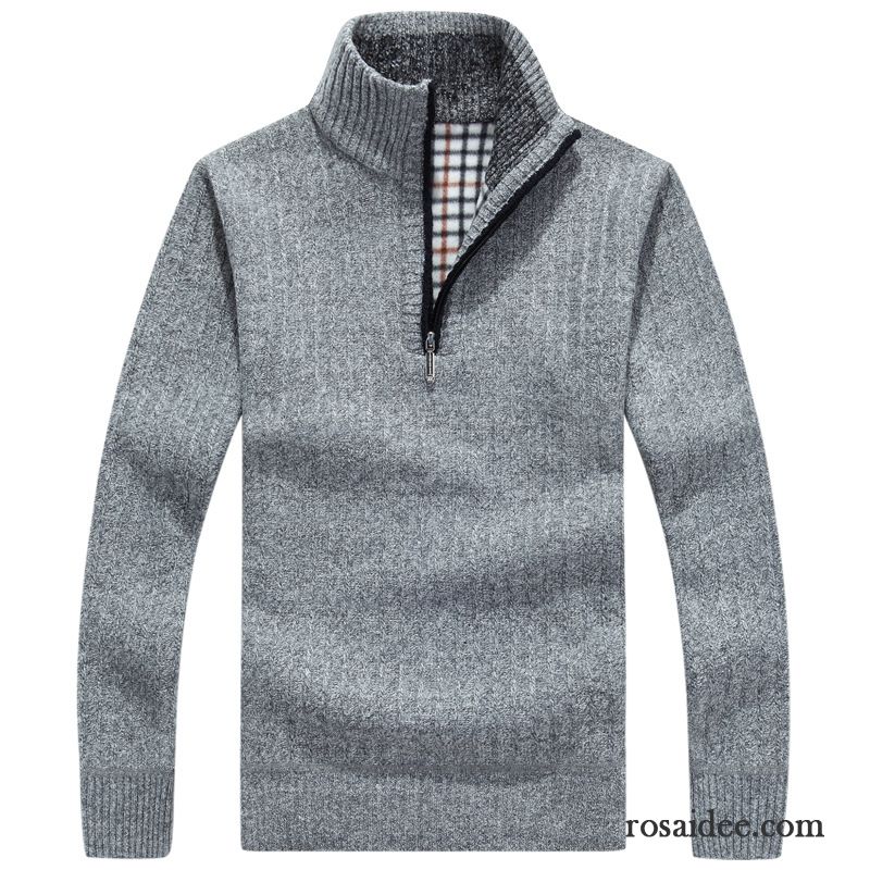 Warme Pullover Herren Verdickung Herbst Plus Samt Neu Pullover Herren Reißverschluss Strickwaren Lange Ärmel Kaufen