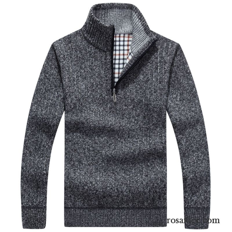 Warme Pullover Herren Verdickung Herbst Plus Samt Neu Pullover Herren Reißverschluss Strickwaren Lange Ärmel Kaufen