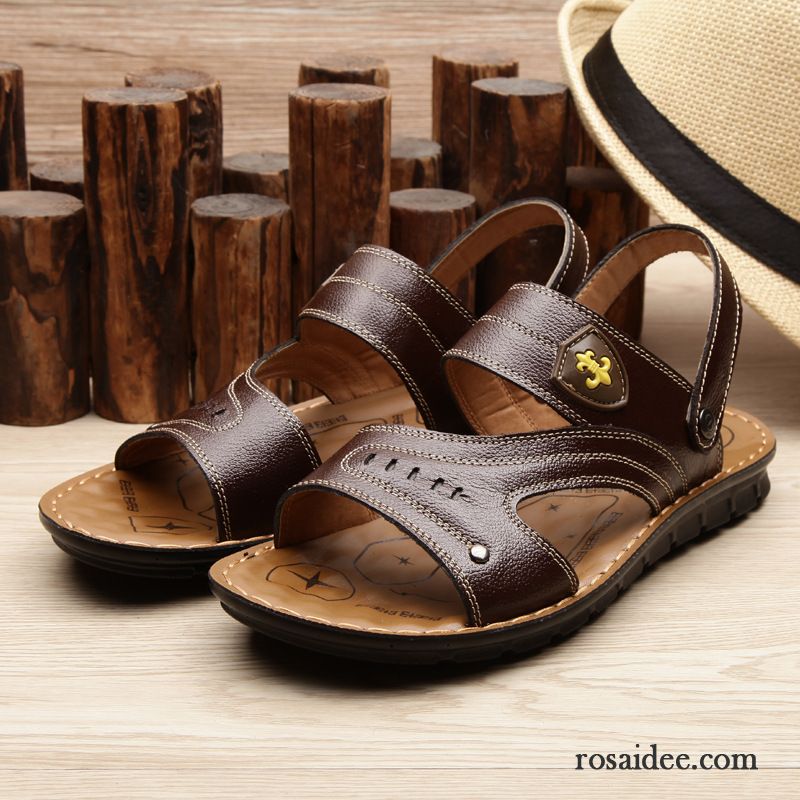 Wasserfeste Sandalen Herren Atmungsaktiv Marke Schuhe Sandalen Strand Echtleder Casual Sommer Herren Pantolette Billig