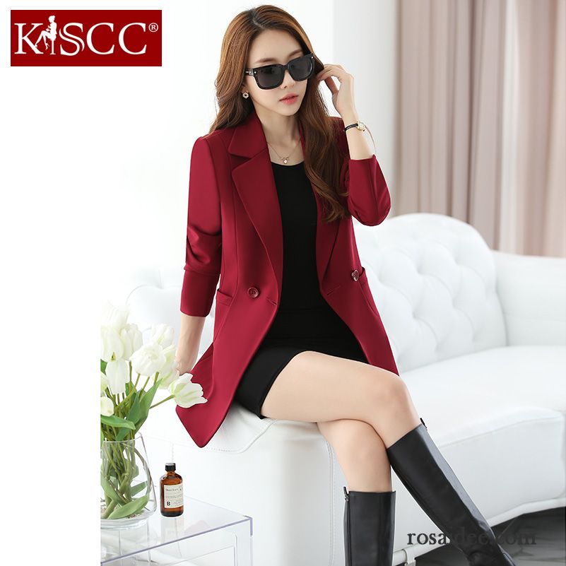 Weiße Blazer Blumenmuster Schlank Kostüm Mäntel Mode Damen Trend Warme Lange Ärmel Verdickung Überzieher Langer Abschnitt Anzüge Winter Herbst