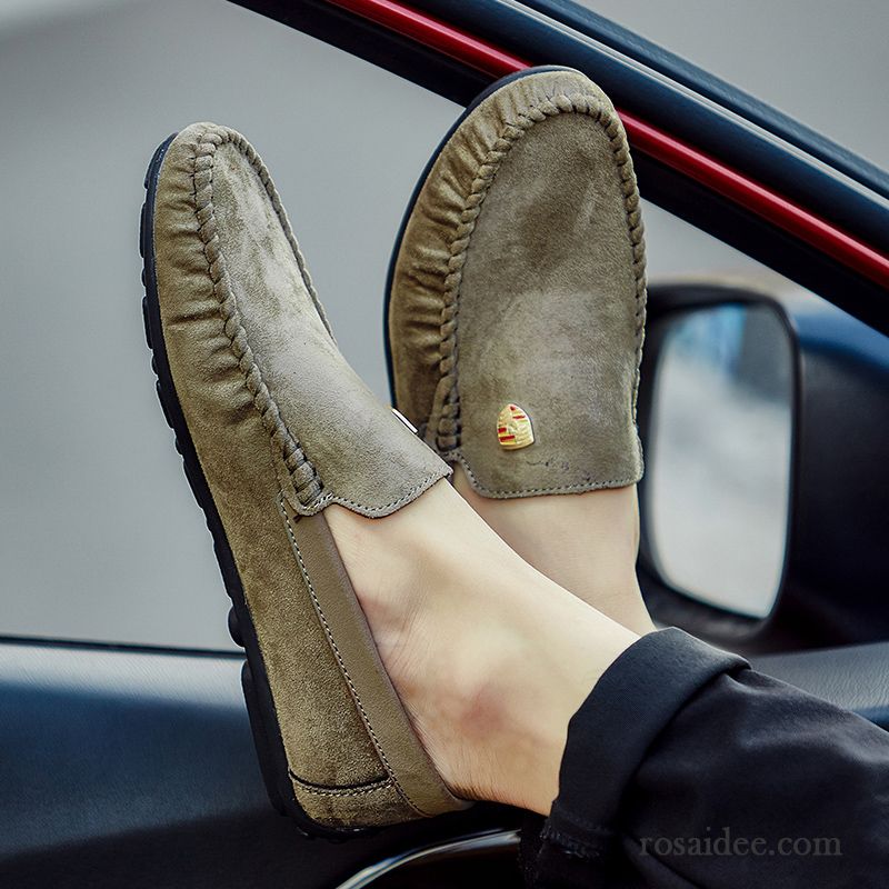Weiße Männer Schuhe Lederschue Weiche Sohle Gefrostet Trend Faul Casual Herren Schuhe Sommer Slip-on England Echtleder Sale