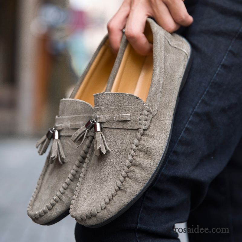 Weiße Männer Schuhe Lederschue Weiche Sohle Gefrostet Trend Faul Casual Herren Schuhe Sommer Slip-on England Echtleder Sale
