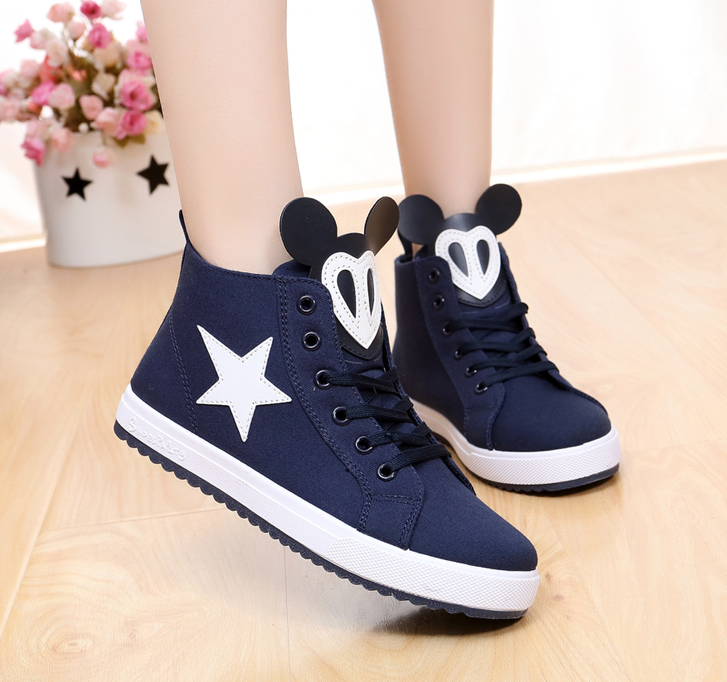 Weiße Schuhe Damen Sneaker Große Größe Mädchen Schüler Langschaft Casual Flache Tuch Schuhe Schnürschuhe Skaterschuhe Kaufen