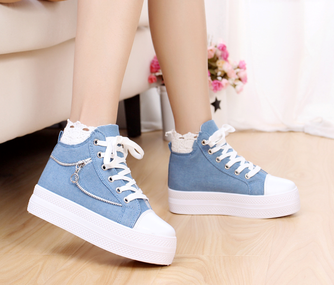 Weiße Schuhe Damen Sneaker Große Größe Mädchen Schüler Langschaft Casual Flache Tuch Schuhe Schnürschuhe Skaterschuhe Kaufen