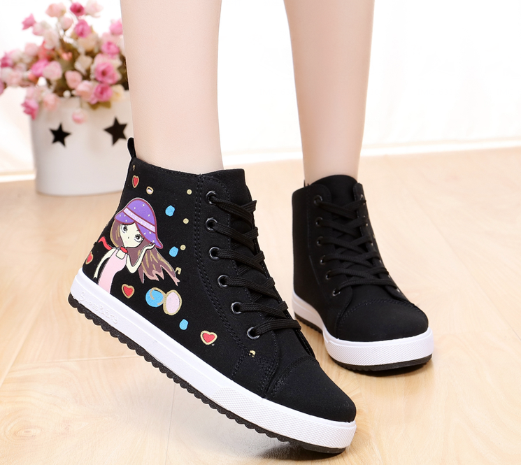 Weiße Schuhe Damen Sneaker Große Größe Mädchen Schüler Langschaft Casual Flache Tuch Schuhe Schnürschuhe Skaterschuhe Kaufen