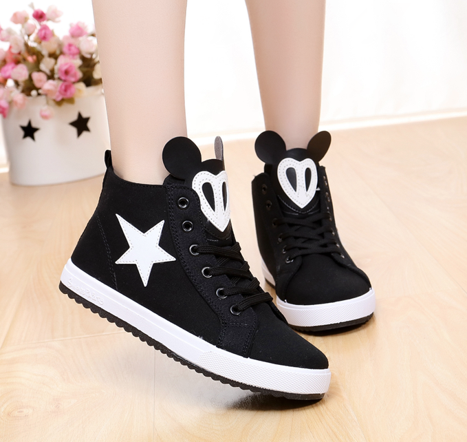 Weiße Schuhe Damen Sneaker Große Größe Mädchen Schüler Langschaft Casual Flache Tuch Schuhe Schnürschuhe Skaterschuhe Kaufen