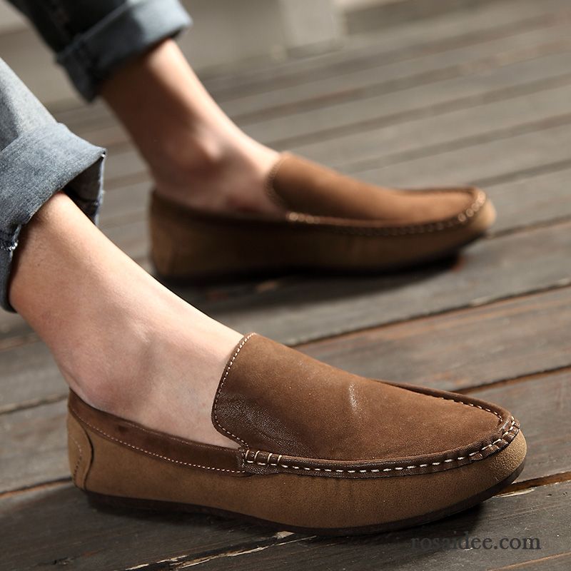 Weiße Schuhe Herren Neue Casual Lederschue England Slip-on Schuhe Herren Trend Feder Faul Rabatt