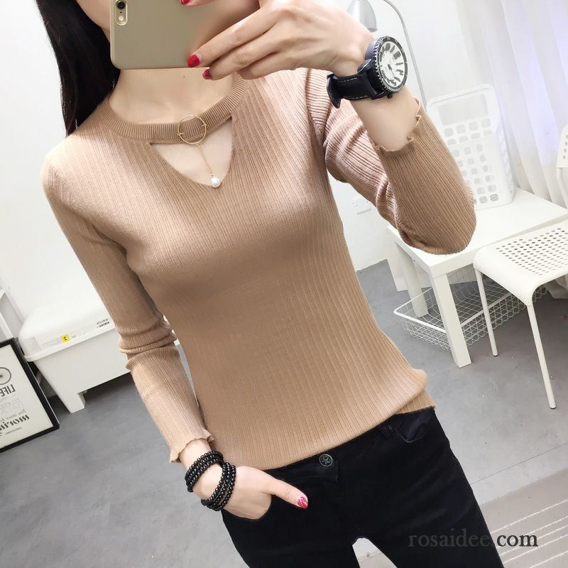 Weißer Hoodie Damen Sexy Schlank Strickwaren Damen Winter Pullover Unteres Hemd Grün Elastisch Herbst Neu Fest Billig