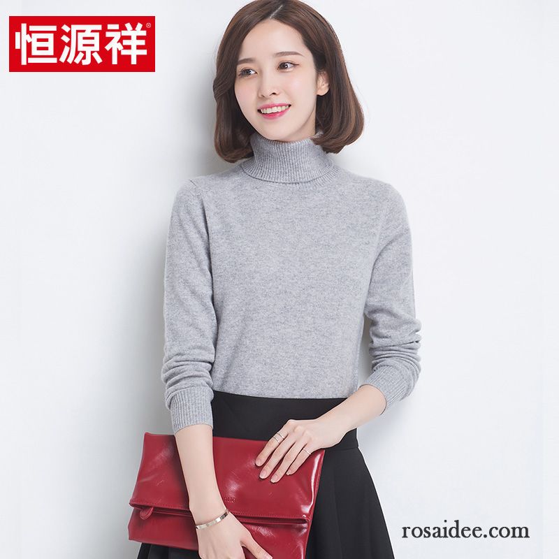 Weißer Strickpullover Herbst Warme Wollpullover Rein Winter Damen Strickwaren Fest Sale