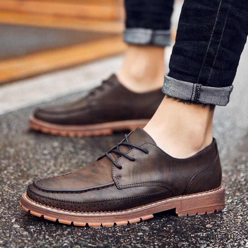 Wildleder Schnürschuhe Herren Trend Schwarz Lederschue Casual Herren Schuhe Feder England Jugend Schnürung Kaufen