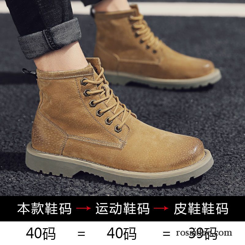 Wildleder Schuhe Herren Blau Plus Samt Echtleder Schuhe Runde Zehe Martin Stiehlt Trend Jugend Retro Allgleiches Winter Hohe Herren Kaufen