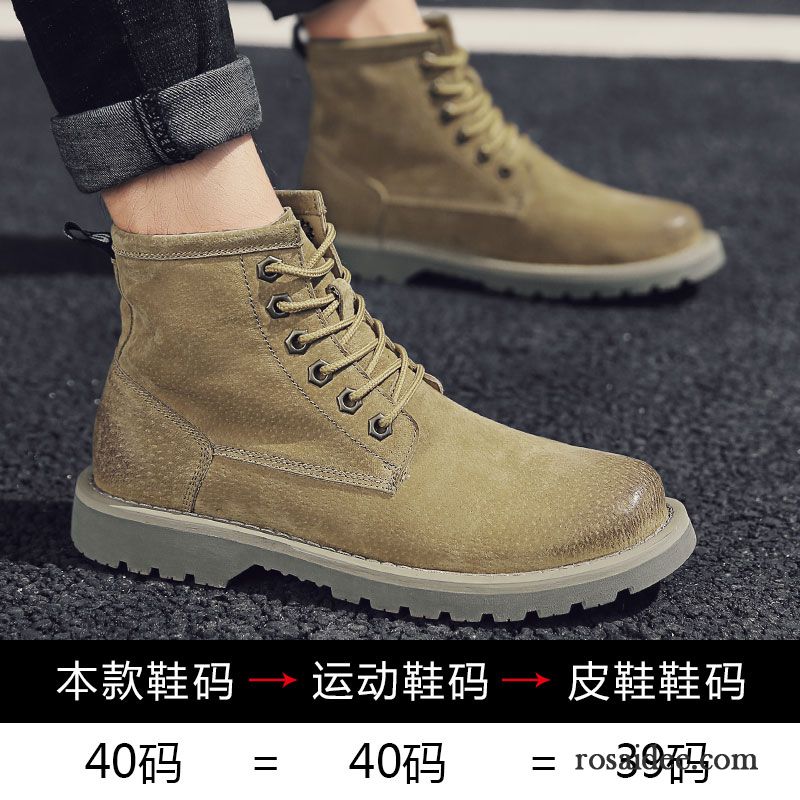 Wildleder Schuhe Herren Blau Plus Samt Echtleder Schuhe Runde Zehe Martin Stiehlt Trend Jugend Retro Allgleiches Winter Hohe Herren Kaufen