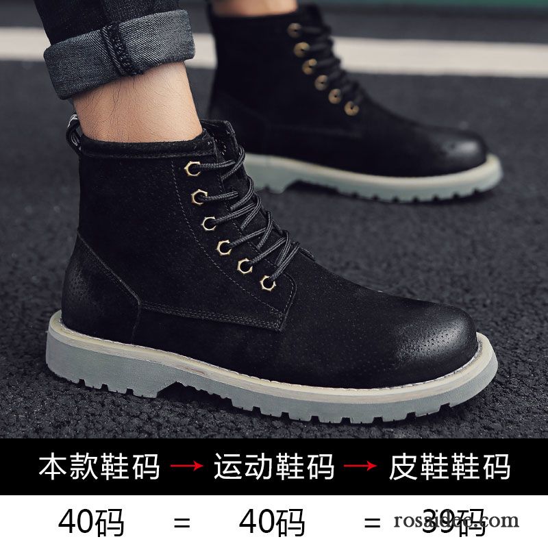 Wildleder Schuhe Herren Blau Plus Samt Echtleder Schuhe Runde Zehe Martin Stiehlt Trend Jugend Retro Allgleiches Winter Hohe Herren Kaufen