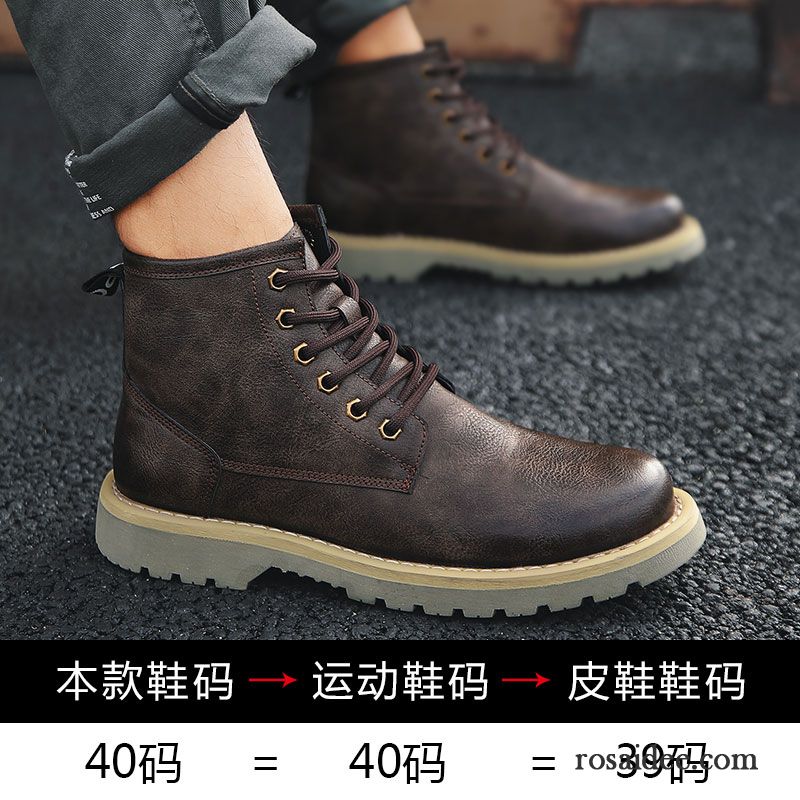 Wildleder Schuhe Herren Blau Plus Samt Echtleder Schuhe Runde Zehe Martin Stiehlt Trend Jugend Retro Allgleiches Winter Hohe Herren Kaufen