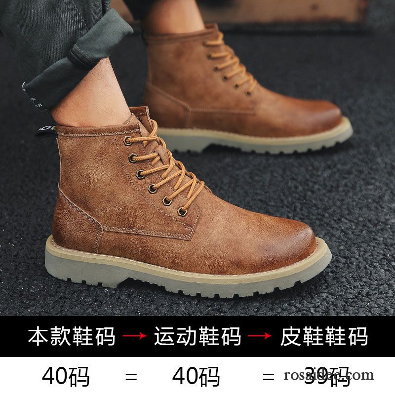 Wildleder Schuhe Herren Blau Plus Samt Echtleder Schuhe Runde Zehe Martin Stiehlt Trend Jugend Retro Allgleiches Winter Hohe Herren Kaufen