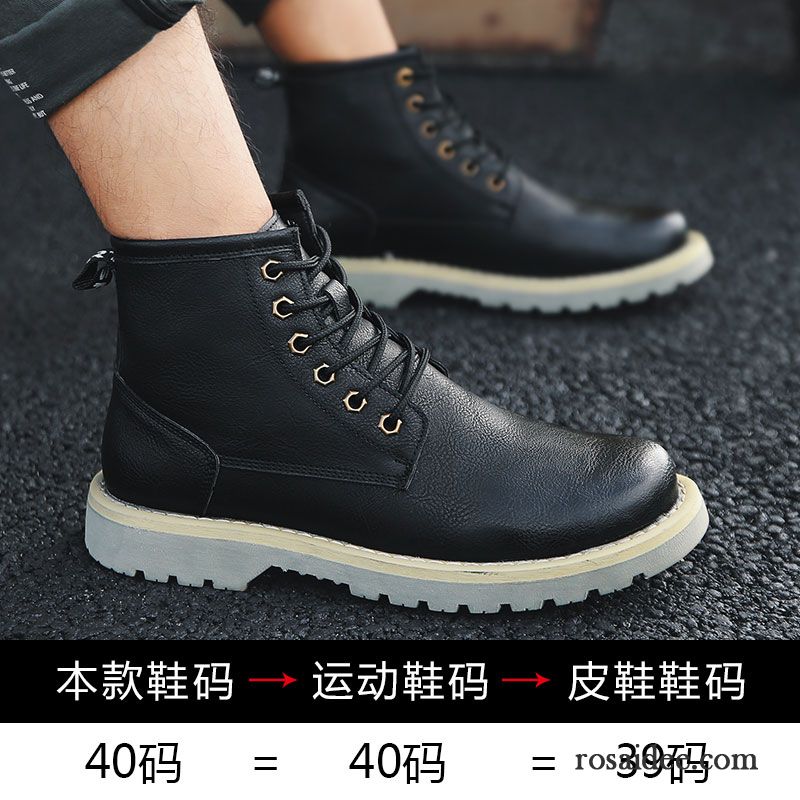 Wildleder Schuhe Herren Blau Plus Samt Echtleder Schuhe Runde Zehe Martin Stiehlt Trend Jugend Retro Allgleiches Winter Hohe Herren Kaufen