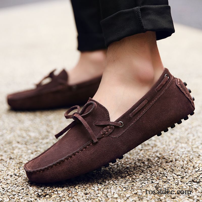 Wildleder Schuhe Herren Neue Faul Echtleder Herren Schüler Casual Trend Gelb Allgleiches Herbst Schuhe Günstig