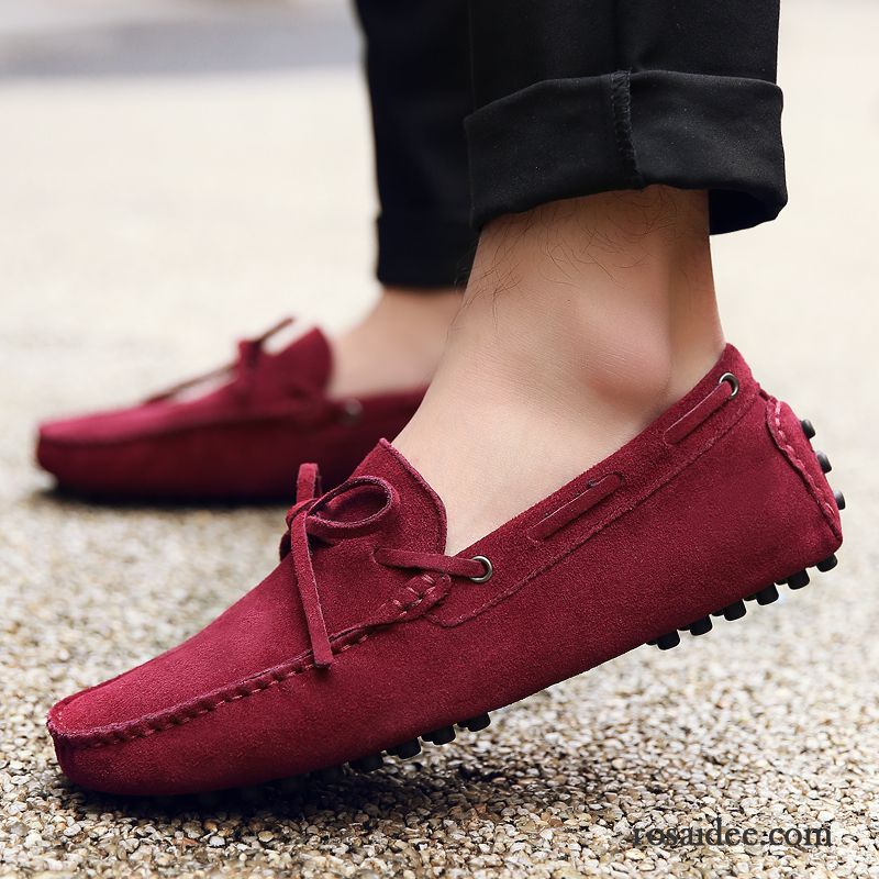 Wildleder Schuhe Herren Neue Faul Echtleder Herren Schüler Casual Trend Gelb Allgleiches Herbst Schuhe Günstig