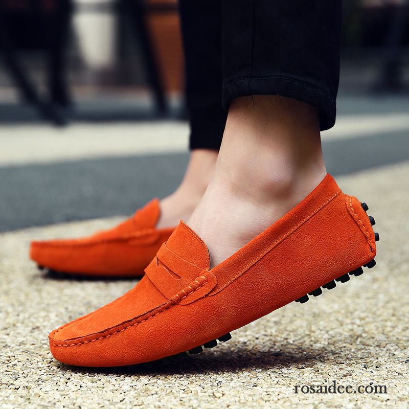 Wildleder Schuhe Herren Neue Faul Echtleder Herren Schüler Casual Trend Gelb Allgleiches Herbst Schuhe Günstig