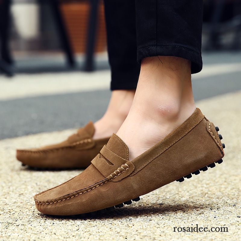 Wildleder Schuhe Herren Neue Faul Echtleder Herren Schüler Casual Trend Gelb Allgleiches Herbst Schuhe Günstig