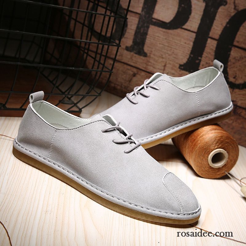 Wildleder Schuhe Herren Sommer England Casual Schuhe Feder Trend Herren Lederschue Atmungsaktiv Weiche Sohle Neue Grau Sale