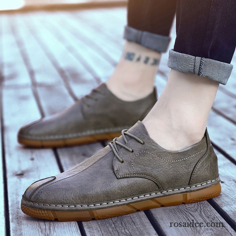 Wildleder Schuhe Herren Sommer England Casual Schuhe Feder Trend Herren Lederschue Atmungsaktiv Weiche Sohle Neue Grau Sale