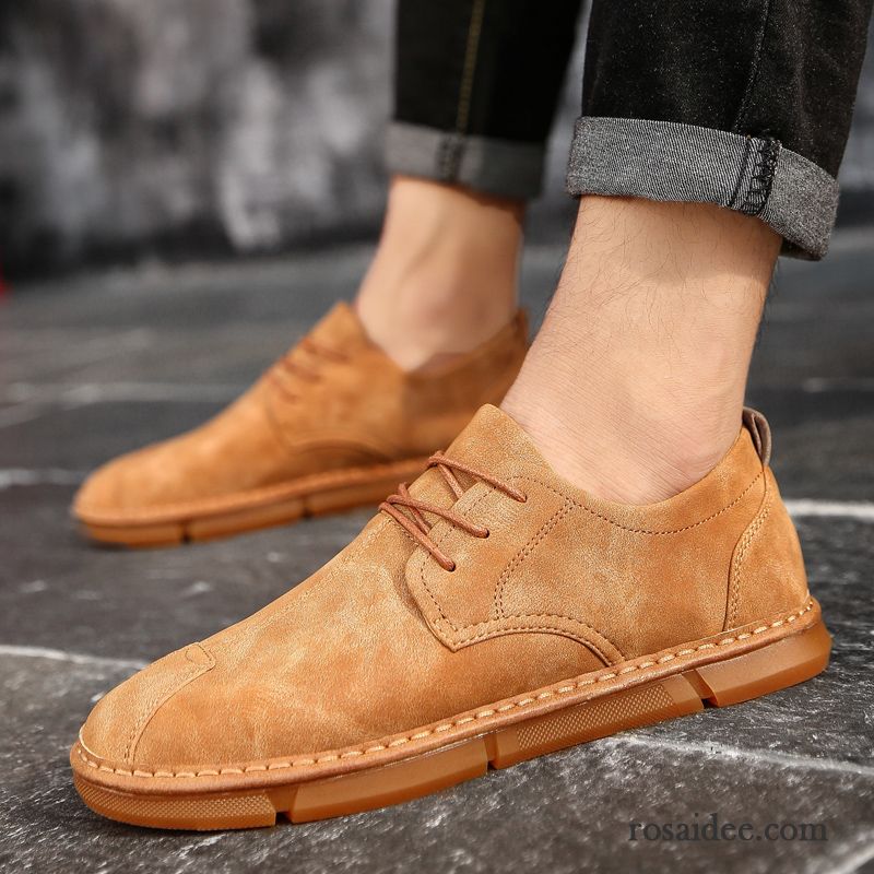 Wildleder Schuhe Herren Sommer England Casual Schuhe Feder Trend Herren Lederschue Atmungsaktiv Weiche Sohle Neue Grau Sale