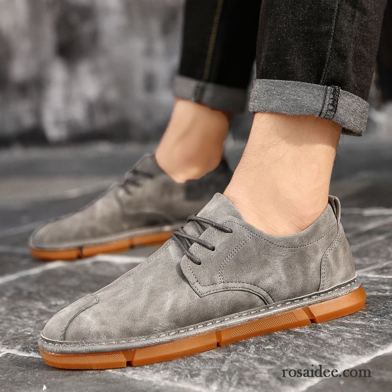 Wildleder Schuhe Herren Sommer England Casual Schuhe Feder Trend Herren Lederschue Atmungsaktiv Weiche Sohle Neue Grau Sale