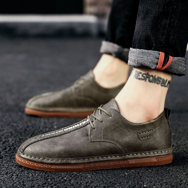 Wildleder Schuhe Herren Sommer England Casual Schuhe Feder Trend Herren Lederschue Atmungsaktiv Weiche Sohle Neue Grau Sale