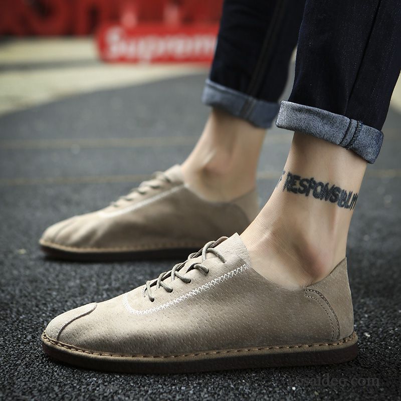 Wildleder Schuhe Herren Sommer England Casual Schuhe Feder Trend Herren Lederschue Atmungsaktiv Weiche Sohle Neue Grau Sale