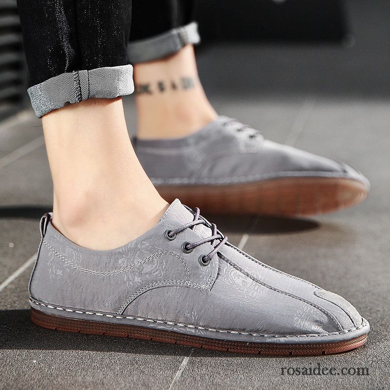 Wildleder Schuhe Herren Sommer England Casual Schuhe Feder Trend Herren Lederschue Atmungsaktiv Weiche Sohle Neue Grau Sale