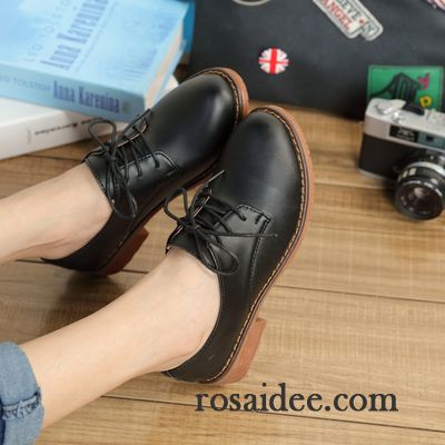 Winter Leder Schuhe Lederschuhe Neue Produkte Flache Schüler Casual Schnürung Damen England Schnürschuhe Herbst Feder Verkaufen