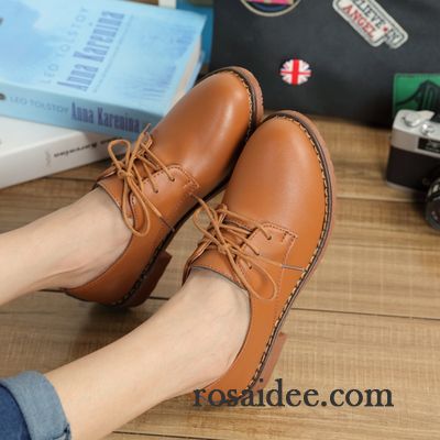 Winter Leder Schuhe Lederschuhe Neue Produkte Flache Schüler Casual Schnürung Damen England Schnürschuhe Herbst Feder Verkaufen