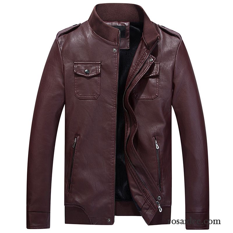 Winterjacke Daunen Herren Herren Pu Kurzer Absatz Leder Winter Jugend Überzieher Schlank Neue Jacke Plus Samt Lederjacke Herbst Günstig