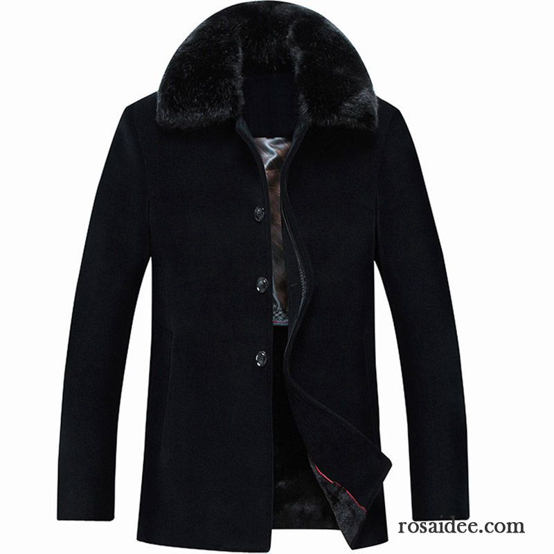 Winterjacke Herren Schwarz Kaschmir Herbst Herren Langer Abschnitt Überzieher Mäntel Wolle Verdickung Winter