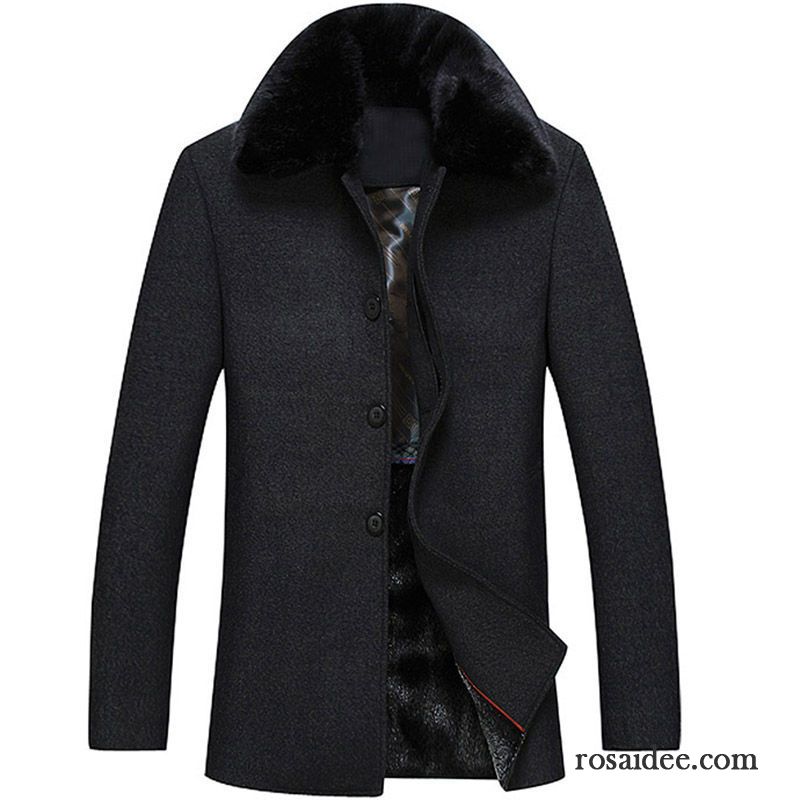 Winterjacke Herren Schwarz Kaschmir Herbst Herren Langer Abschnitt Überzieher Mäntel Wolle Verdickung Winter