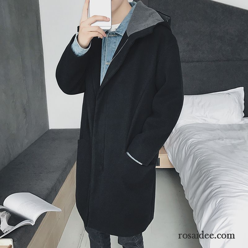 Winterjacke Pelz Herren Neu Herren Überzieher Schüler Mit Kapuze Herbst Trend Langer Abschnitt Lose Grau Winter Billig