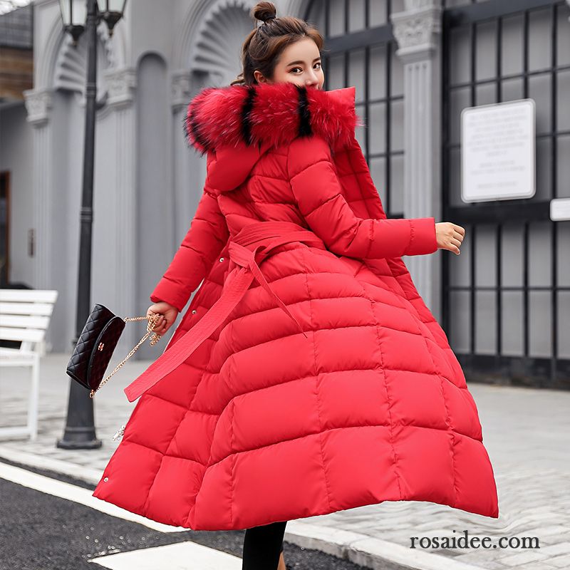 Winterjacken Damen Verdickung Schaltflächen Sortieren Persönlichkeit Daunenjacke Baumwolle Rote Damen Retro Langer Abschnitt Tasche Verkaufen