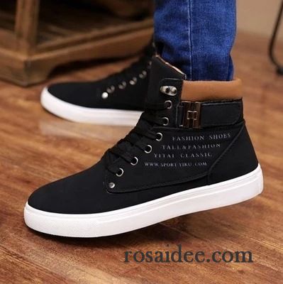 Winterstiefel Herren Leder Gefüttert Herren Herbst Casual Hohe Trend Gefrostet Schuhe Winter Schleife Baumwolle Schuhe England Billig