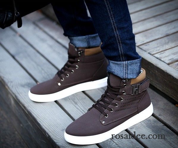 Winterstiefel Herren Leder Gefüttert Herren Herbst Casual Hohe Trend Gefrostet Schuhe Winter Schleife Baumwolle Schuhe England Billig