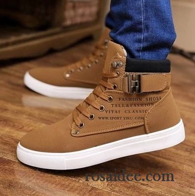 Winterstiefel Herren Leder Gefüttert Herren Herbst Casual Hohe Trend Gefrostet Schuhe Winter Schleife Baumwolle Schuhe England Billig