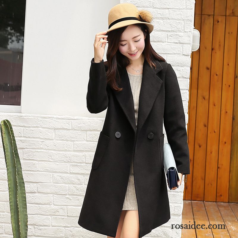 Wollmäntel Beige Damen Überzieher Herbst Trend Mäntel Schlank Damen Langer Abschnitt Neu Günstig