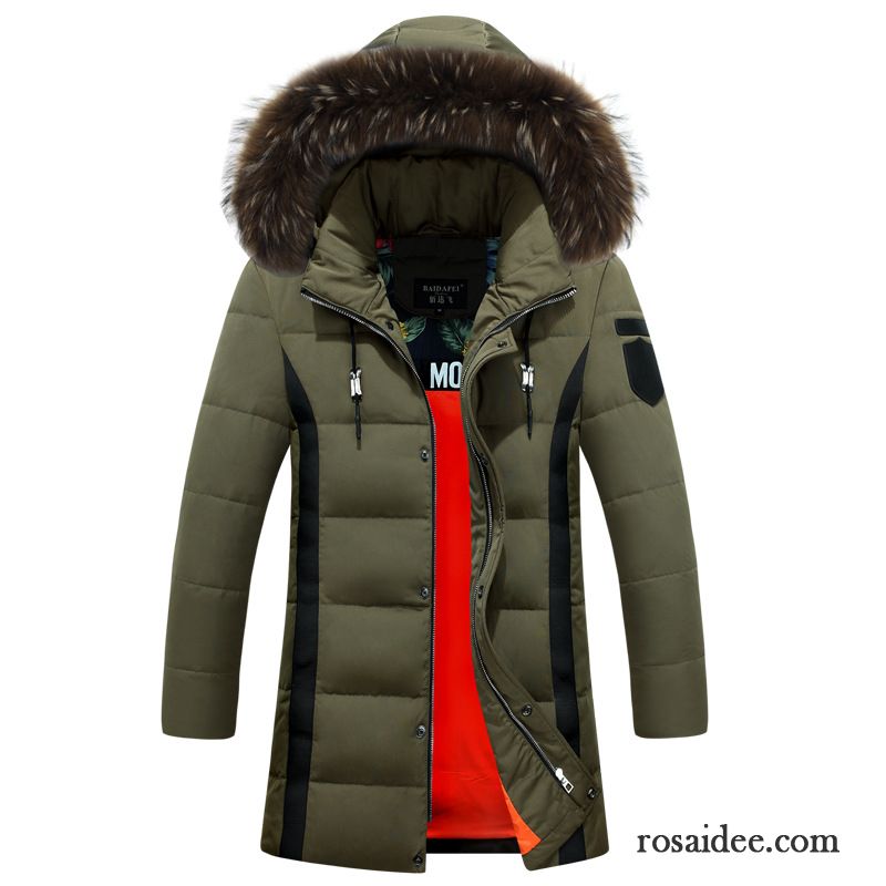 Ärmellose Daunenjacke Herren Großer Pelzkragen Neu Herren Daunenjacke Winterkleidung Überzieher Langer Abschnitt Sale