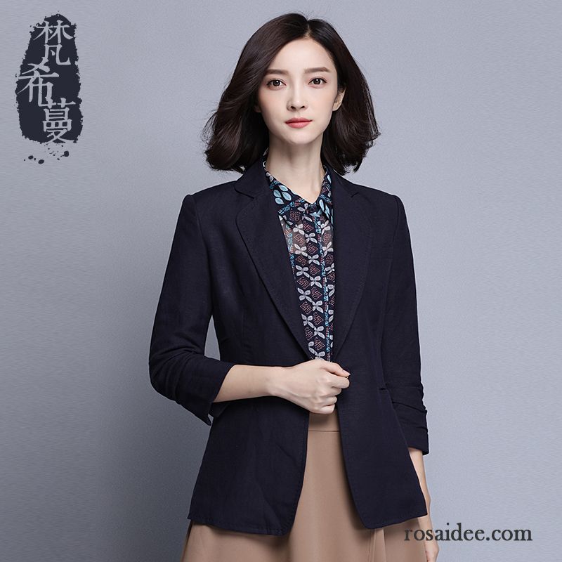 Ärmellose Weiße Blazer Herbst Neue Überzieher Allgleiches Baumwolle Freizeit Damen Kostüm Schlank Anzüge Günstig