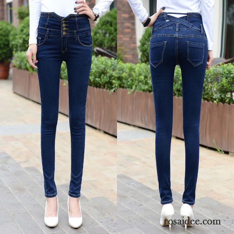 Ausgefallene Jeans Für Damen Jeans Allgleiches Bleistift Hose Damen Dünn Hohe Taille Schüler Neu Große Größe Schaltflächen Sortieren Schlank Kaufen