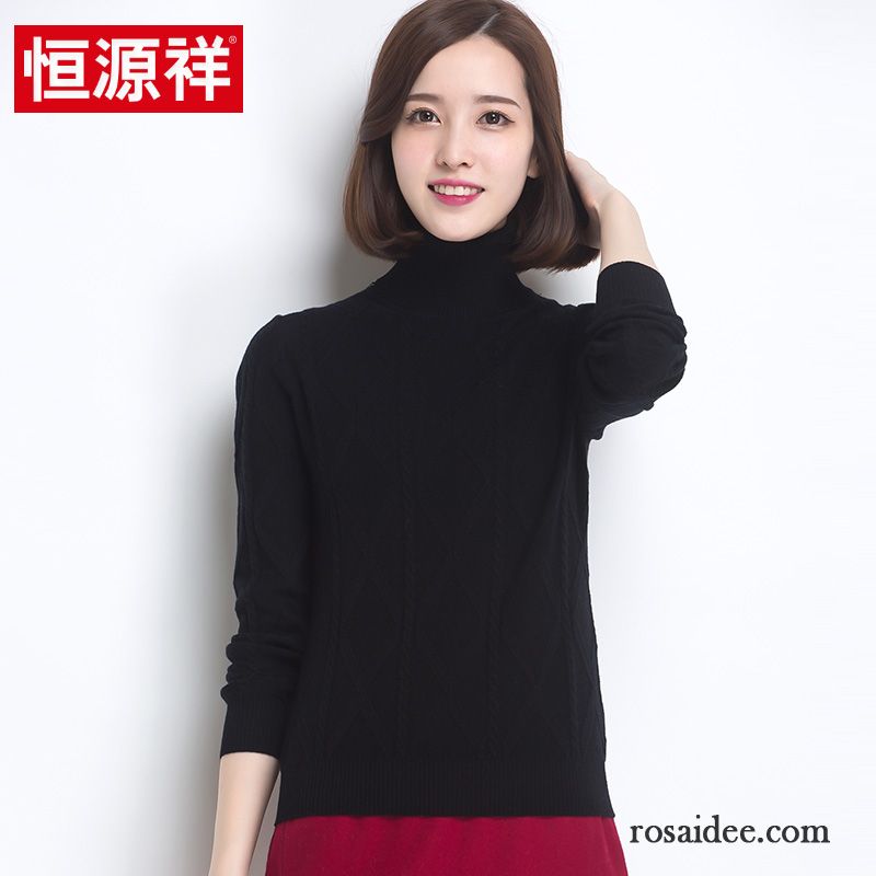 Baumwoll Rollkragenpullover Damen Wollpullover Winter Elastisch Unteres Hemd Rein Damen Wolle Schlank Billig