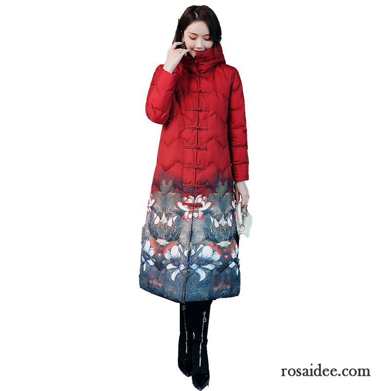 Baumwolle Mantel Damen Retro Winterkleidung Mode Schlank Neu Mischfarben Rot