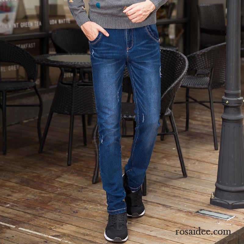 Beschichtete Herren Jeans Herren Jugend Elastisch Hose Schmales Bein Neu Lange Schlank Herbst Winter Jeans Günstig