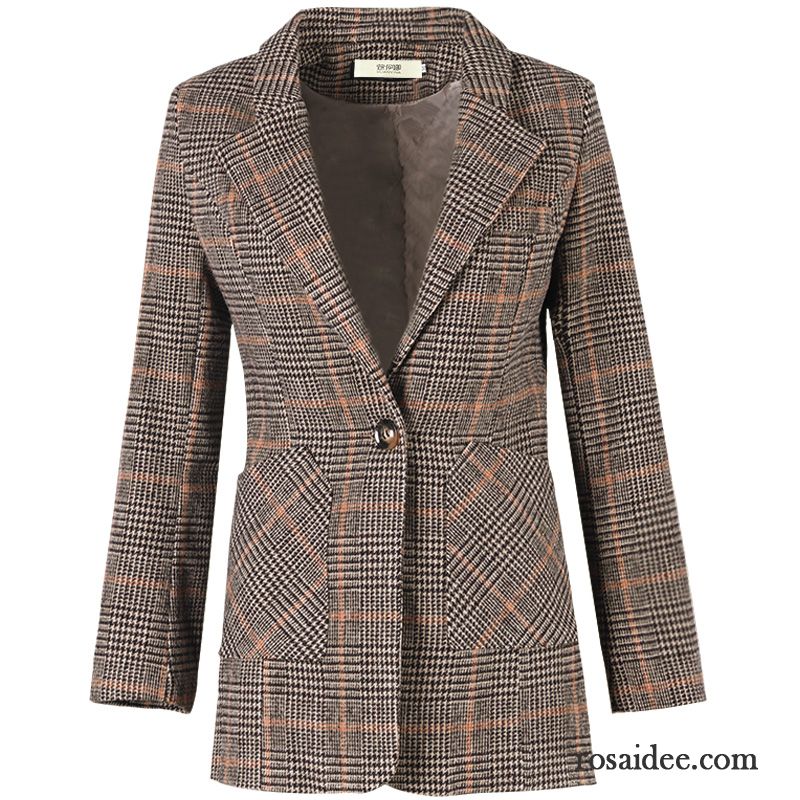 Blazer Damen Freizeit Anzüge Herbst Mantel Feder Kostüm Braun Rot