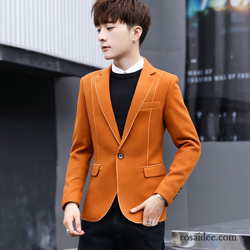 Blazer Herren Anzüg Trend Mantel Neu Freizeit Herbst Orange